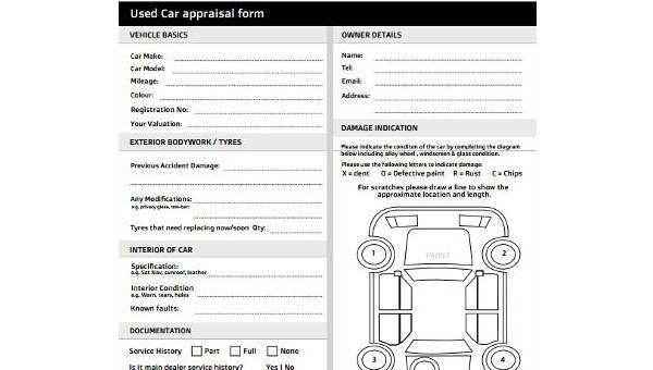 Auto Dealership - Car-Appraisal-Form-Samples